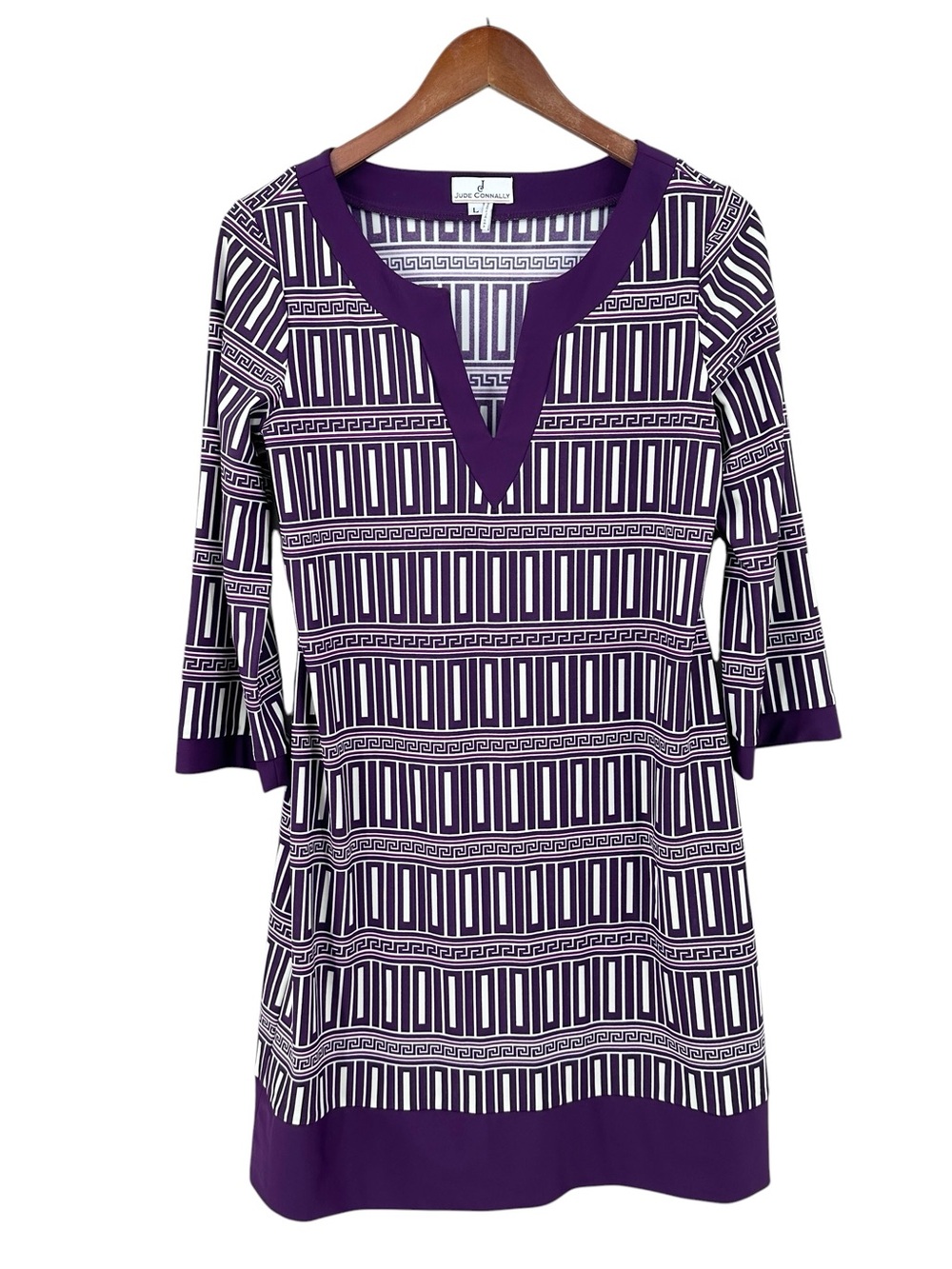 JUDE CONNALLY Dress 3/4 Sleeve V-Neck Purple
